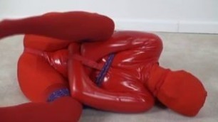 Catsuit Girl In Straightjacket Bondage Gagged With Vibrator Inside Ftee Porm