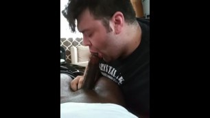 College guy sucking his roomate while other roomate is in class