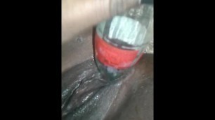 Masturbating with a coke glass bottle