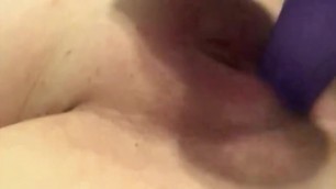My Hot nurse girlfriend uses purple dildo to masturbate and moans for me