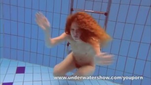 Redhead Katka Playing Underwater