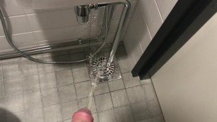Pissing in the slightly forbidden places of a public toilet