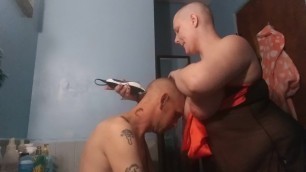 Clipper Shaving husband bald