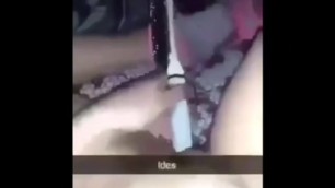 Young girl is licking pussy with brush