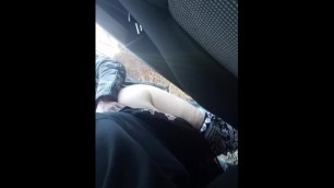 Daddy fucking me outside. Bent over front seat