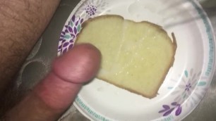 Big boy cums on bread