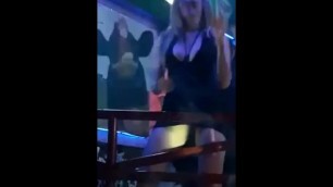 Sexy blonde latina dancing with tight pussy  on show 