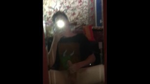 hot teen cumming in front of mirror again
