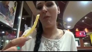 wife gives handjob In McDonalds Result in Fries With Cum
