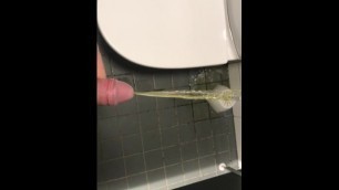 Pissing all over the public toilet (messy and strong male urine)