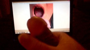 Friend jerks off to a photo of my wife's mouth plenty of cum