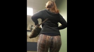 Candid yoga pants perfect ass at work.