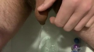 Dutch guy piss in sink with softcock