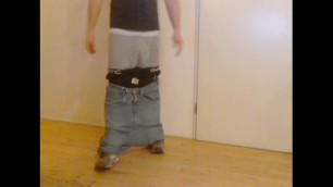 EXTREME LOW SAGGING DROP CROTCH JEANS SWEATPANTS WALKING SAG