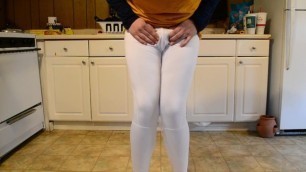 Desperate Sissy Wets Sport Leggings (With Diaper!)