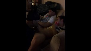 Two guys molest a drunk straight frat guy