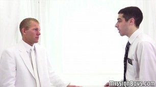Young Mormon twink sucks raw pastor cock in forbidden video