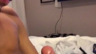 Handsome Latin man shooting a lot of cum from his huge cock