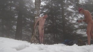exhibnunuit: snow balls games and bondage in forest
