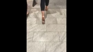 Girl walking heelpopping in loose flats 1