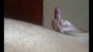 stroking and cumming (cum three times)