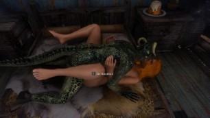 Sexy Skyrim- Dovakhin with her Argonian husbant