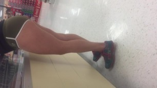 Fit Woman Shopping Bending Over in Little Shorts Showing Off Her Ass