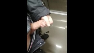 Jerking off in elevator. Cummed harder than expected