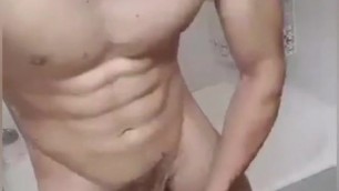 sexy smooth guy jerking off and takes dildo in ass