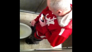 Daddy caught jerking in public toilets