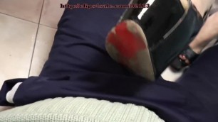 Foot and shoes fetish - footstool man training