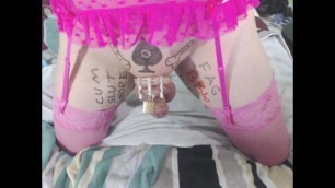 Pink sissy quick show off.