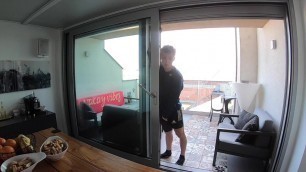 fit as fuck blond muscle hunk wanks on the balcony