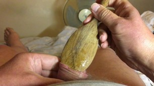 Large wooden spoon in foreskin - part 2 at night