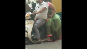 Indian wife rubbing her husband dick at traffic light in public