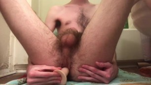 Hairy guy fucking his tight asshole!