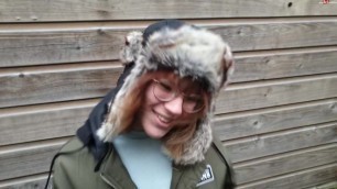 Blonde German in Green Bomber Jacket and Fur Hat Sex