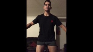 Big dick Latino shadowboxing in underpants, high on coke