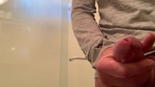 Solo orgasm outside the shower