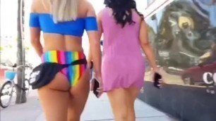 Candid PAWG in rainbow bikini