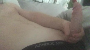 Playing with my cock while she’s in the shower
