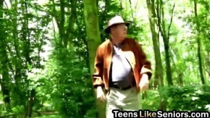 Teen gets sixty nine and pounding from senior in woods