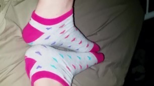 Young girl show socks
