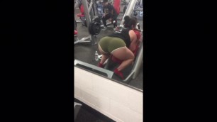 Fit Milf Flashing Ass at the Gym in Tiny Shorts