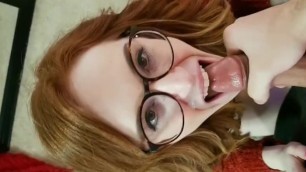 Teen redhead gets HUGE facial on snapchat