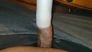 I explode into a vacuum tube my  uncut black cock barely fit in