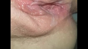 GF's pussy after a great session. Wet, full of cum and beautifully open