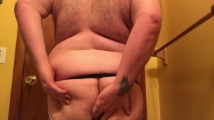 Chubby guy playing with himself in his jockstrap