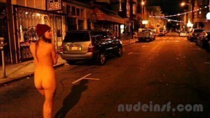 Nude in San Francisco&colon; Short clip of girl walking streets naked late at night