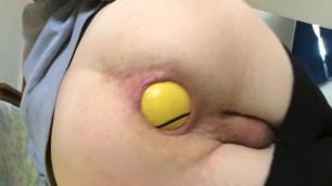 Slimyhole Push A Big Yellow Ball Outta His Butthole